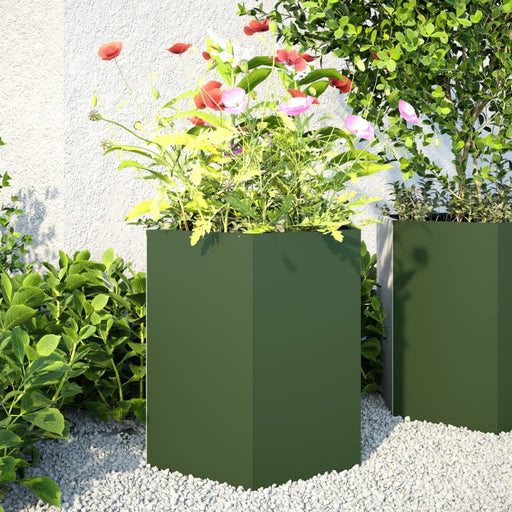 Jardiniere grădină 2 buc. verde 46x40x45 cm oțel hexagonală - WALTI WALTI