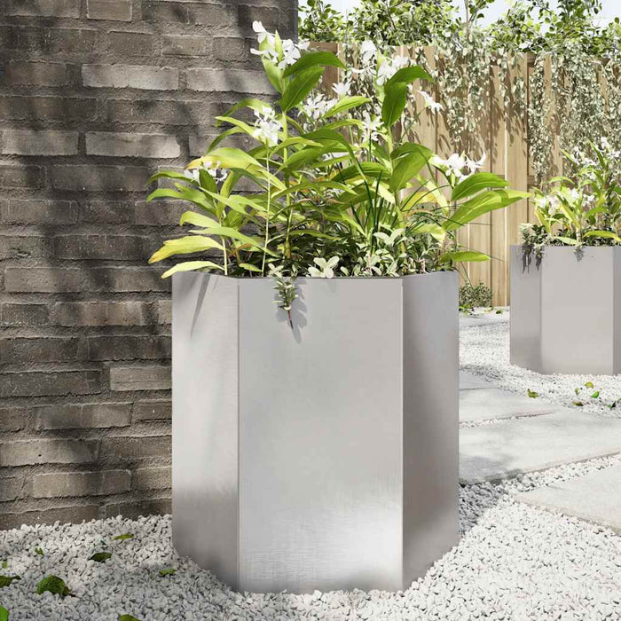 Jardinieră de grădină 46x40x45 cm oțel inoxidabil hexagonal WALTI
