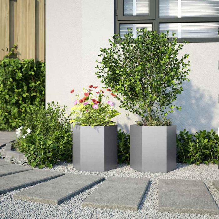 Jardiniere grădină 2 buc. 46x40x45cm oțel galvanizat hexagonală WALTI