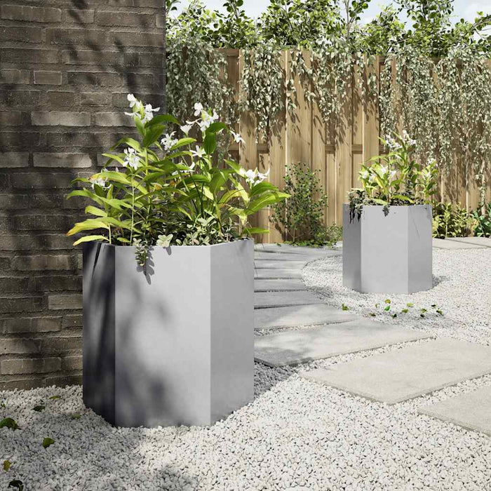 Jardiniere grădină 2 buc. 46x40x45cm oțel galvanizat hexagonală WALTI
