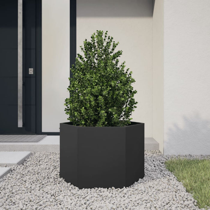 Jardinieră de grădină negru 69x60x45 cm oțel hexagonal - WALTI WALTI