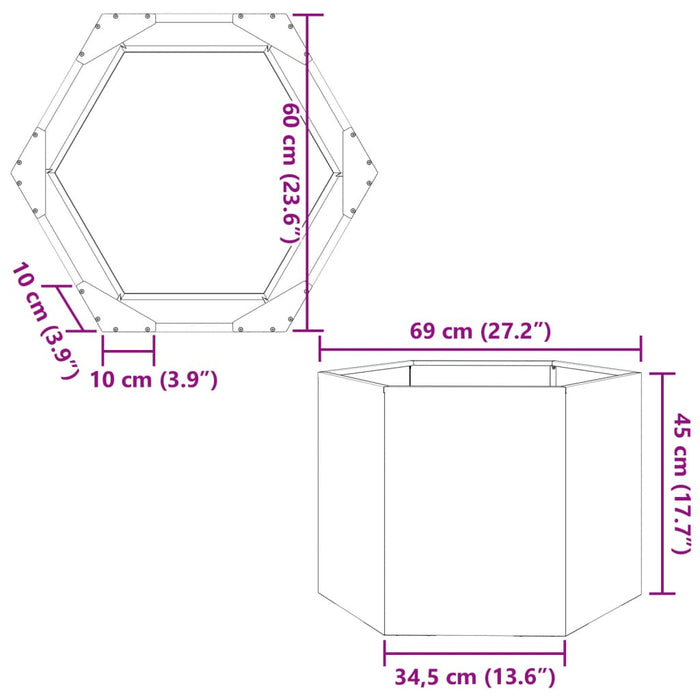 Jardinieră de grădină alb 69x60x45 cm oțel hexagonal - WALTI WALTI