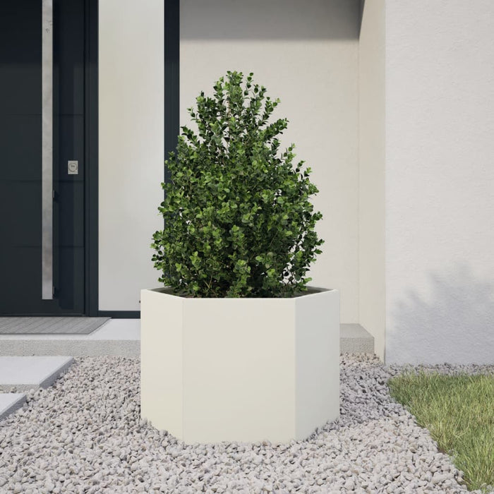 Jardinieră de grădină alb 69x60x45 cm oțel hexagonal - WALTI WALTI