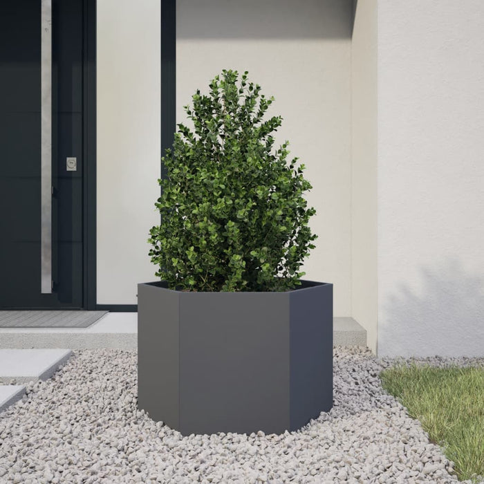 Jardinieră de grădină antracit 69x60x45 cm oțel hexagonal - WALTI WALTI