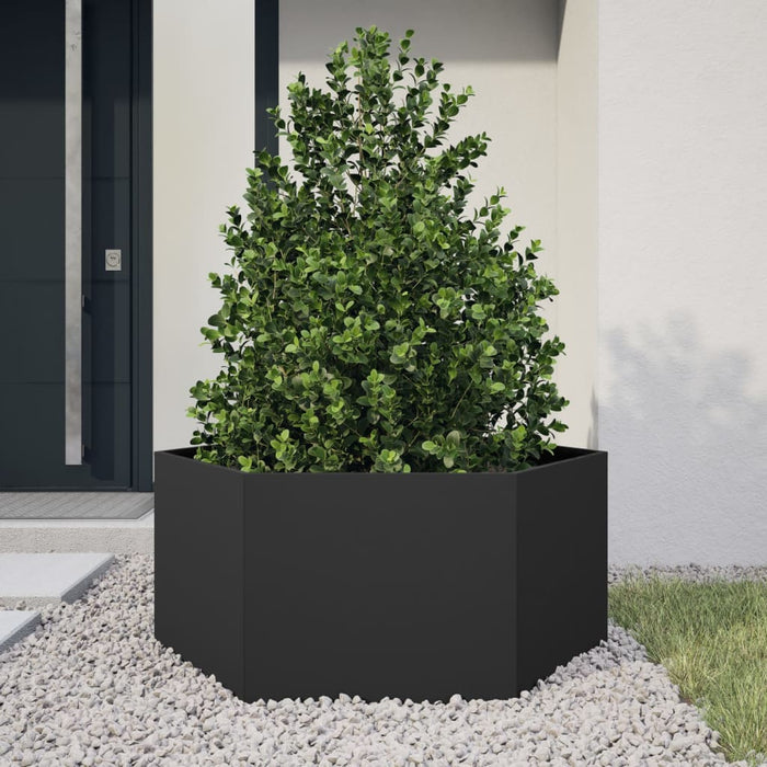 Jardinieră de grădină negru 104x90x45 cm oțel hexagonal - WALTI WALTI