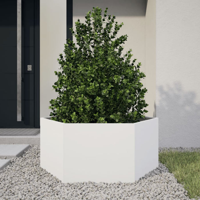 Jardinieră de grădină alb 104x90x45 cm oțel hexagonal - WALTI WALTI
