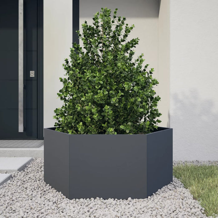 Jardinieră de grădină antracit 104x90x45 cm oțel hexagonal - WALTI WALTI