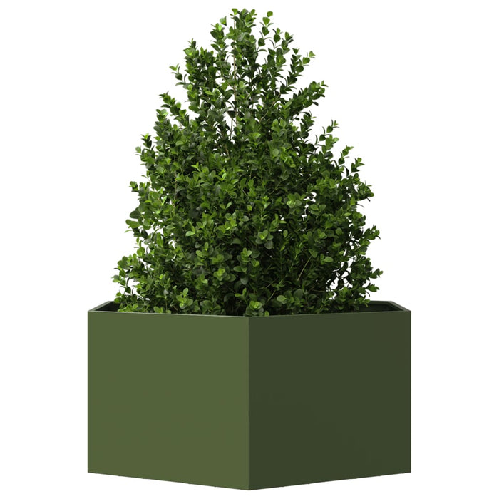 Jardinieră grădină verde măsliniu 104x90x45 cm oțel hexagonal - WALTI WALTI