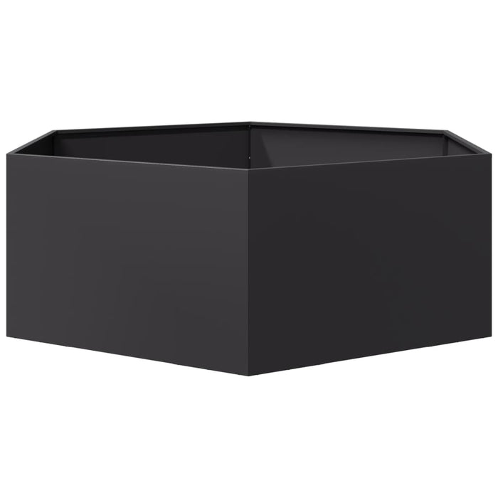 Jardinieră de grădină negru 138x120x45 cm oțel hexagonal - WALTI WALTI