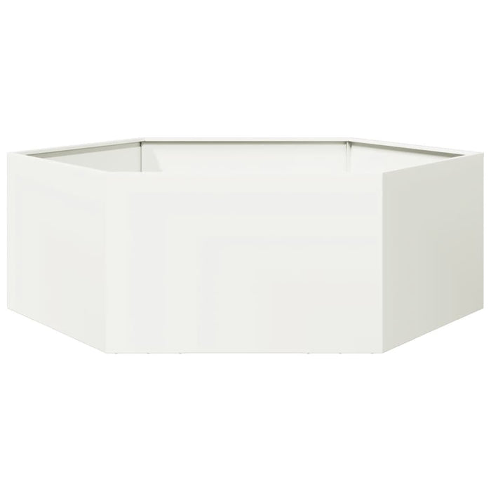 Jardinieră de grădină alb 138x120x45 cm oțel hexagonal - WALTI WALTI