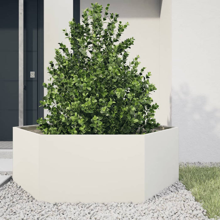 Jardinieră de grădină alb 138x120x45 cm oțel hexagonal - WALTI WALTI