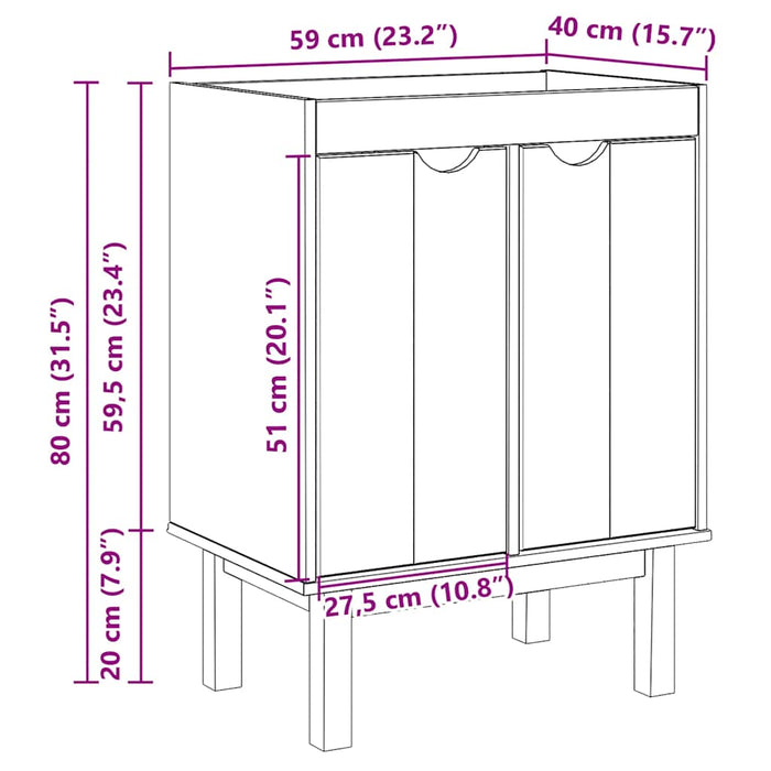 Dulap pentru chiuvetă de baie „OTTA” 59x40x80 cm lemn masiv pin - WALTI WALTI