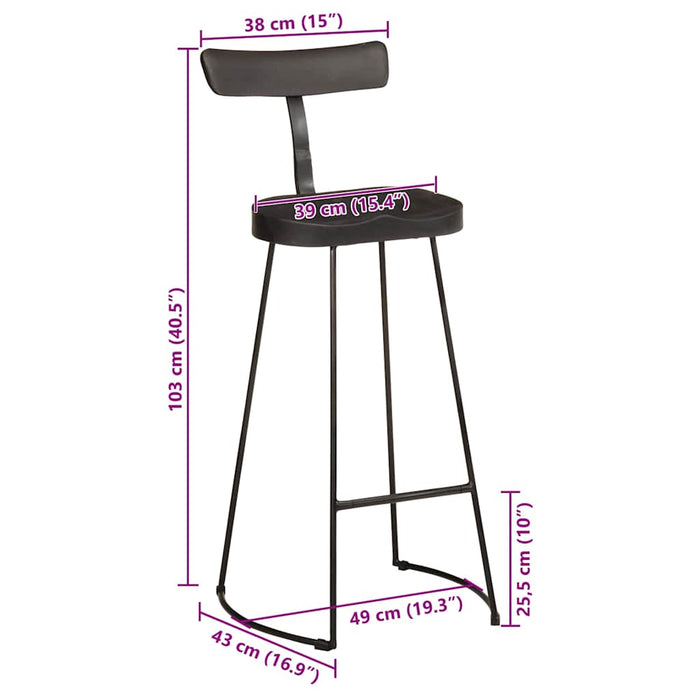 Scaune de bar 2 buc Negru 49x43x103 cm Lemn masiv Mango - WALTI WALTI