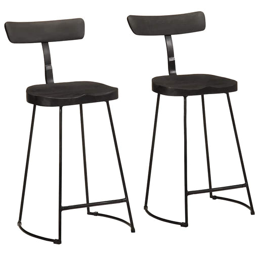 Scaune de bar 2 buc Negru 49x43x88 cm lemn masiv de mango - WALTI WALTI