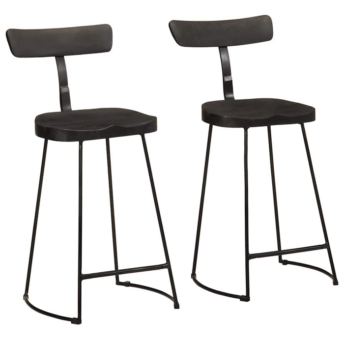 Scaune de bar 2 buc Negru 49x43x88 cm lemn masiv de mango - WALTI WALTI