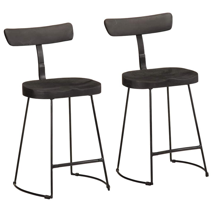 Scaune de bar 2 buc Negru 49x43x79 cm Lemn masiv Mango - WALTI WALTI