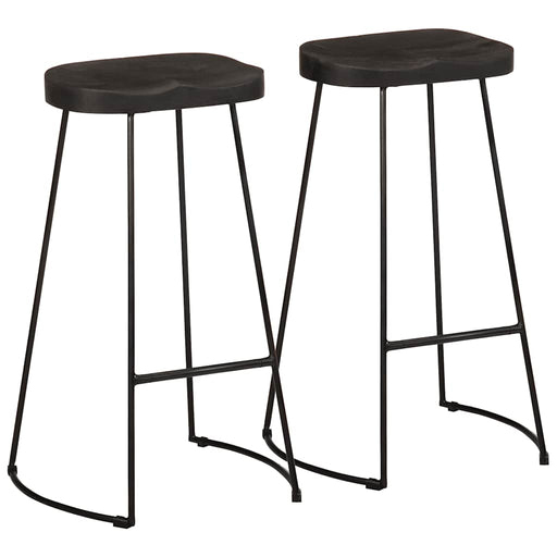 Scaune de bar 2 buc Negru 45x40x78 cm lemn masiv de mango - WALTI WALTI