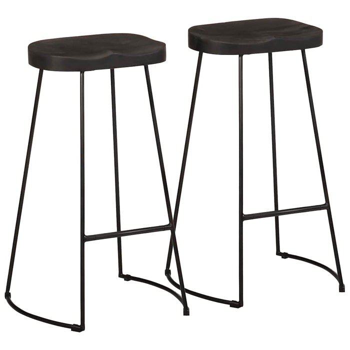 Scaune de bar 2 buc Negru 45x40x78 cm lemn masiv de mango - WALTI WALTI