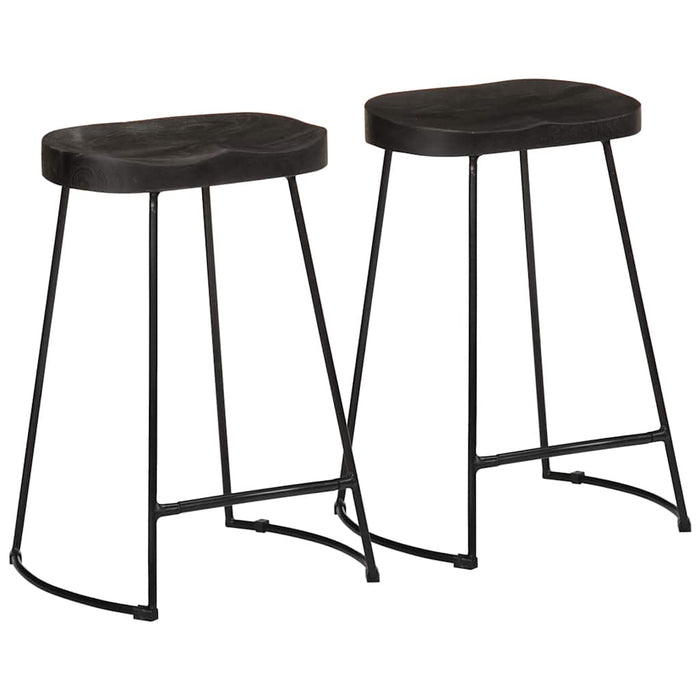 Scaune de bar 2 buc Negru 45x40x62 cm lemn masiv de mango - WALTI WALTI