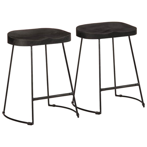 Scaune de bar 2 buc Negru 46x38x52 cm lemn masiv de mango - WALTI WALTI