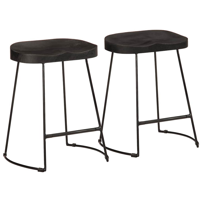 Scaune de bar 2 buc Negru 46x38x52 cm lemn masiv de mango - WALTI WALTI