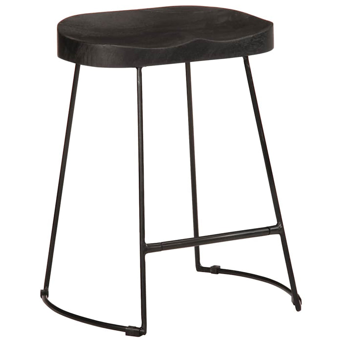 Scaune de bar 2 buc Negru 46x38x52 cm lemn masiv de mango - WALTI WALTI