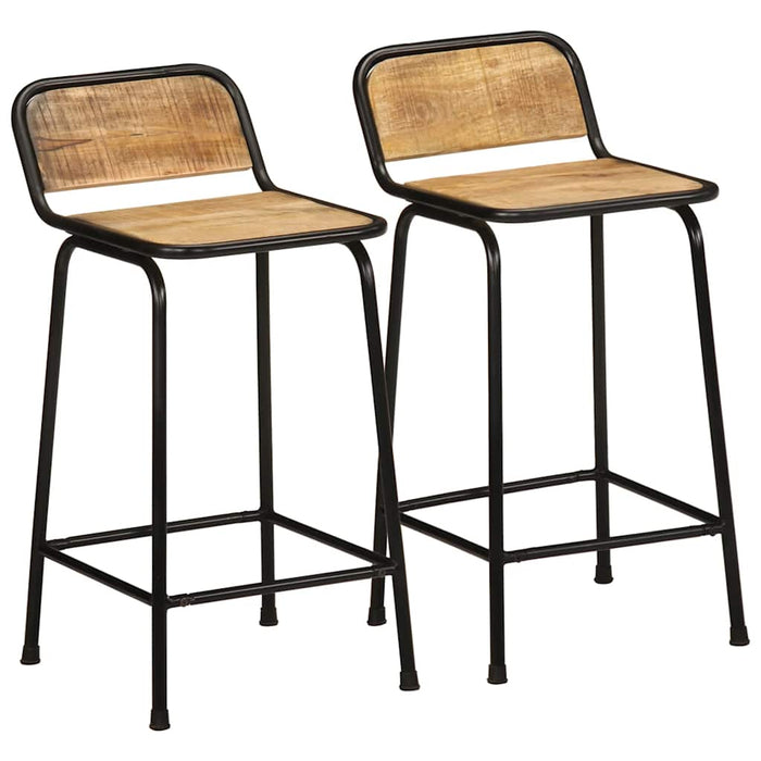 Scaune de bar 2 buc 46x35,5x80 cm Lemn masiv Mango brut - WALTI WALTI