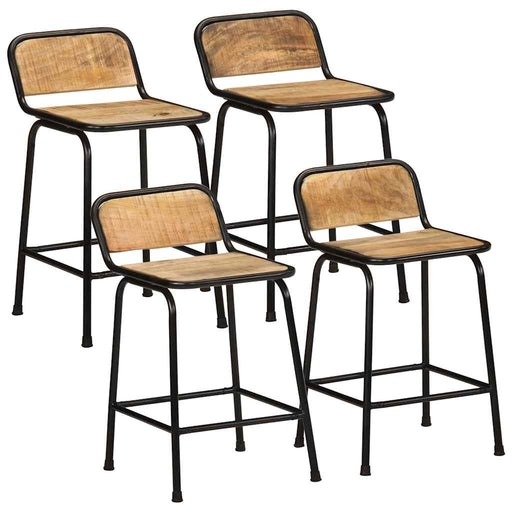 Scaune de bar 4 buc 46x35,5x70 cm lemn masiv Mango brut - WALTI WALTI