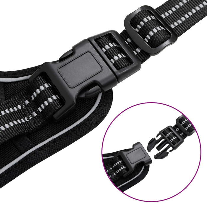 Ham pentru câini cu dungi reflectorizante reglabil, negru, S - WALTI WALTI