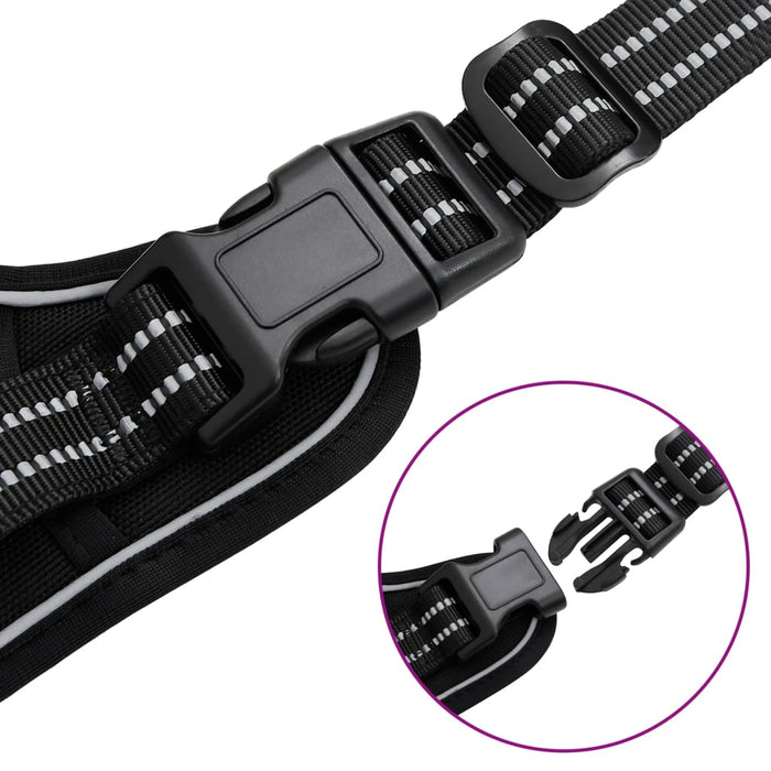 Ham pentru câini cu dungi reflectorizante reglabil, negru, M - WALTI WALTI