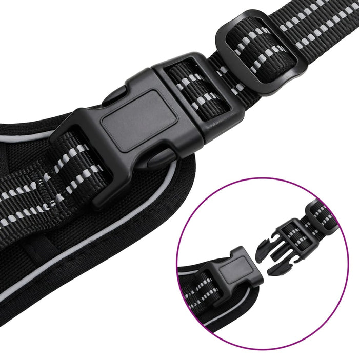 Ham pentru câini cu plumb și guler, reglabil, negru, S - WALTI WALTI