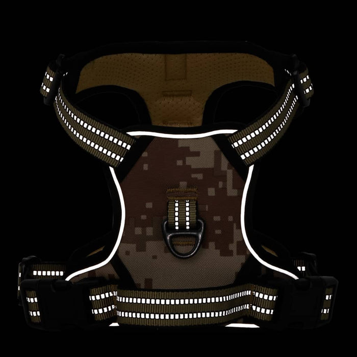 Ham pentru câini cu plumb și guler, reglabil, camuflaj maro, S - WALTI WALTI