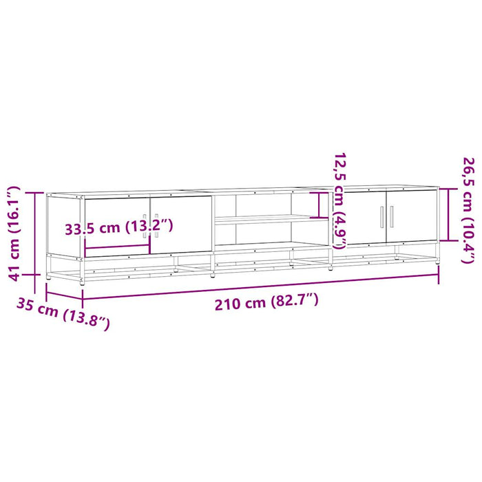 Dulap TV, stejar fumuriu, 210x35x41 cm, lemn prelucrat - WALTI WALTI