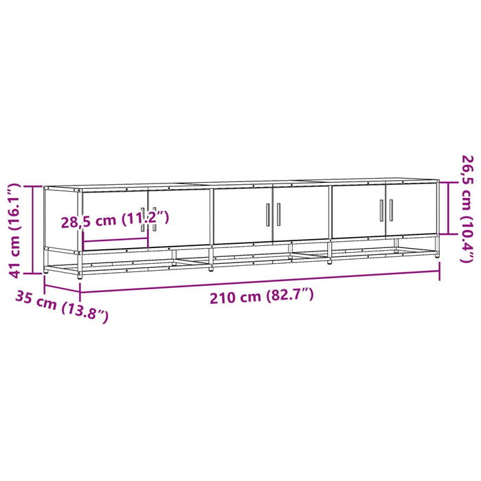 Dulap TV, gri sonoma, 210x35x41 cm, lemn prelucrat - WALTI WALTI
