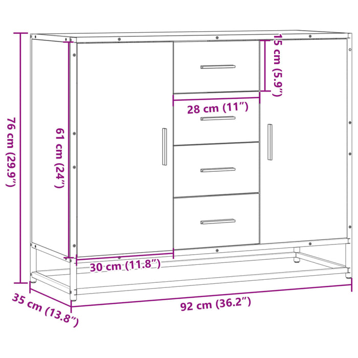 Dulap, stejar sonoma, 92x35x76 cm, lemn prelucrat - WALTI WALTI