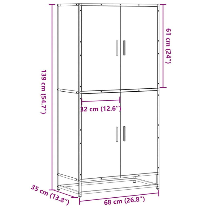 Dulap nalt gri sonoma 68x35x139 cm lemn prelucrat - WALTI WALTI