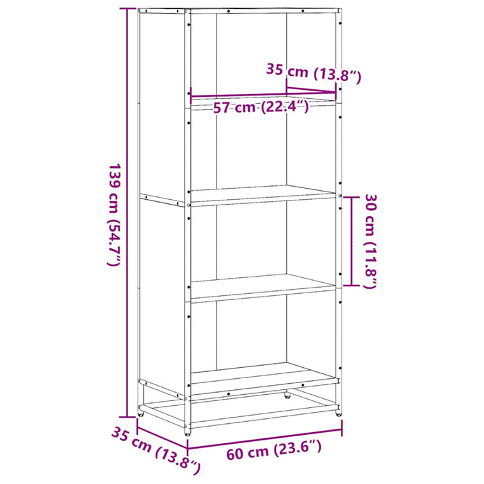 Bibliotecă, negru, 60x35x139 cm, lemn prelucrat - WALTI WALTI