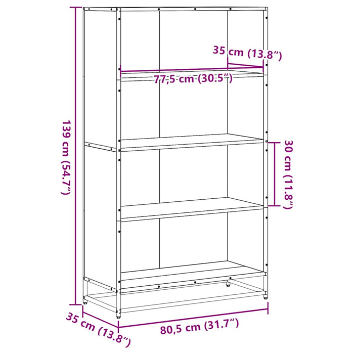 Bibliotecă, negru, 80,5x35x139 cm, lemn prelucrat - WALTI WALTI