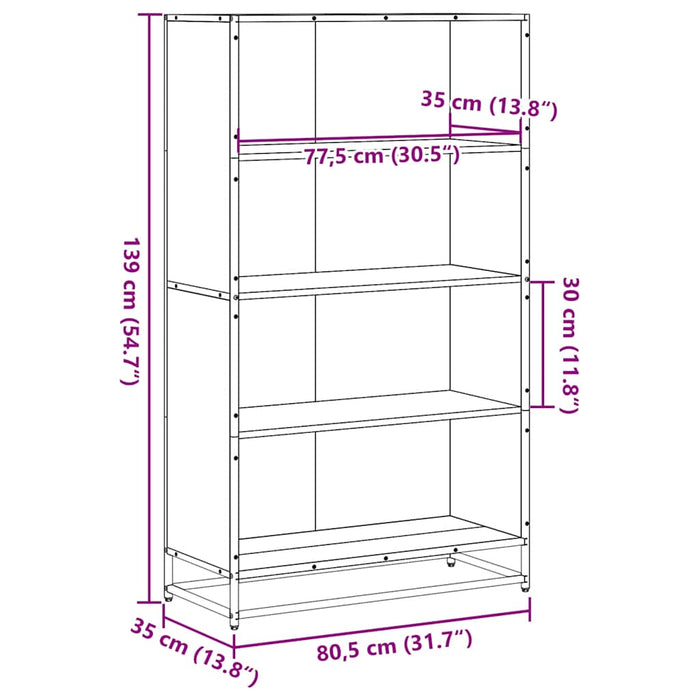 Bibliotecă, stejar sonoma, 80,5x35x139 cm, lemn prelucrat - WALTI WALTI