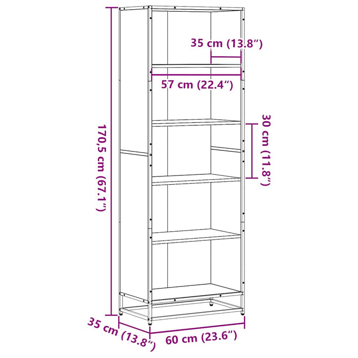 Bibliotecă, stejar sonoma, 60x35x170,5 cm, lemn prelucrat - WALTI WALTI