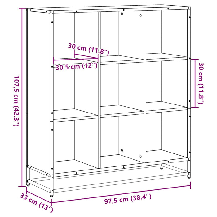 Bibliotecă, negru, 97,5x33x107,5 cm, lemn prelucrat și metal - WALTI WALTI