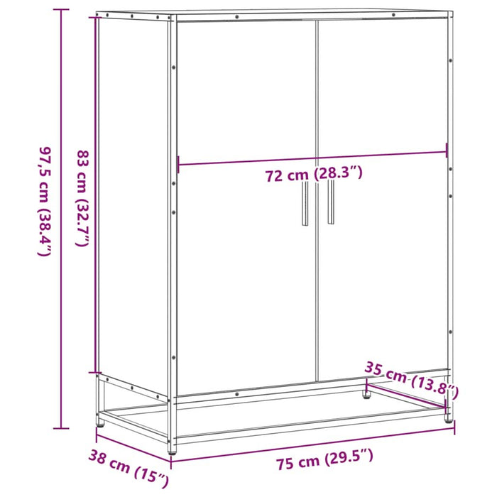 Pantofar, stejar fumuriu, 75x38x97,5 cm, lemn prelucrat/metal - WALTI WALTI