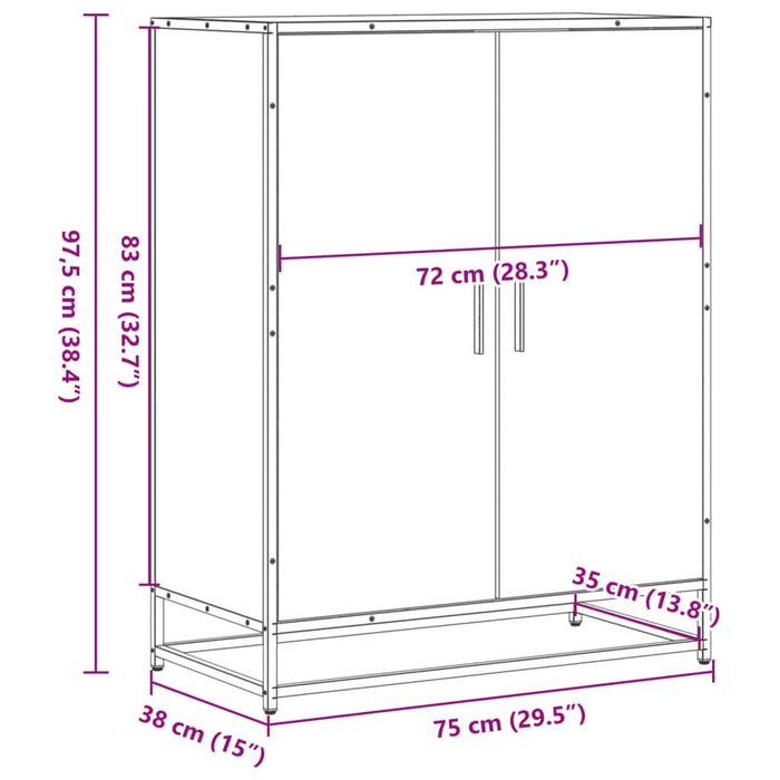 Pantofar, stejar maro, 75x38x97,5 cm, lemn prelucrat/metal - WALTI WALTI
