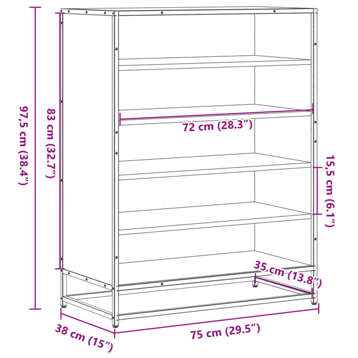 Pantofar, negru, 75x38x97,5 cm, lemn prelucrat/metal - WALTI WALTI