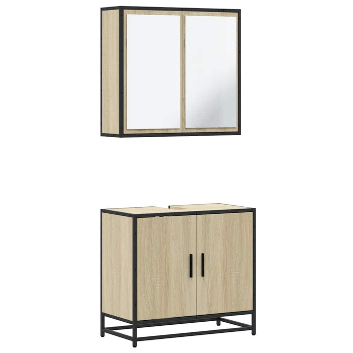 Set mobilier de baie, 2 piese, stejar sonoma, lemn prelucrat WALTI