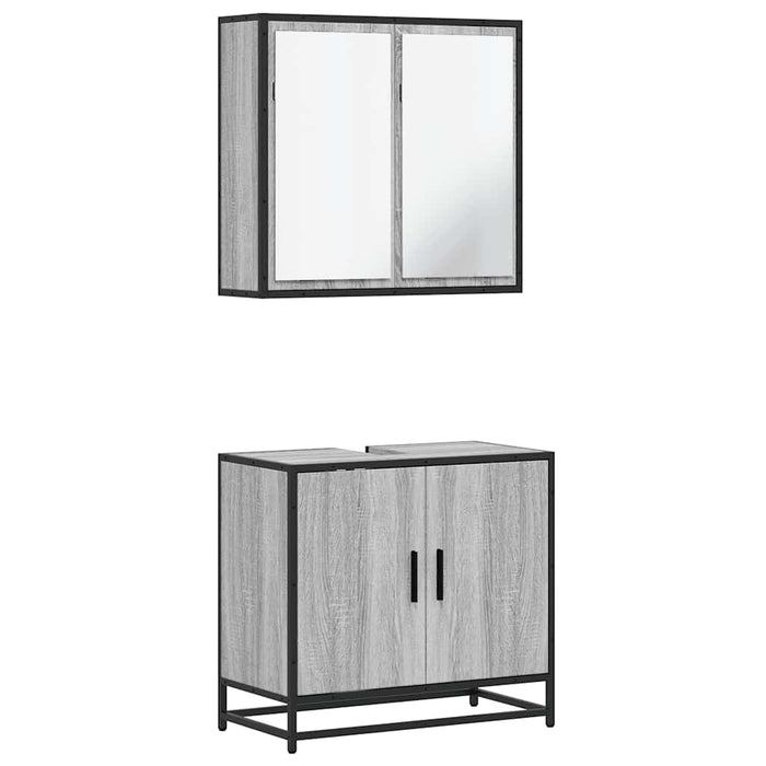 Set mobilier de baie, 2 piese, gri sonoma, lemn prelucrat - WALTI WALTI