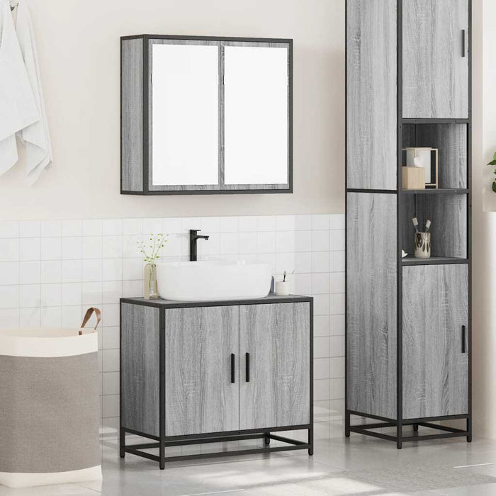 Set mobilier de baie, 2 piese, gri sonoma, lemn prelucrat - WALTI WALTI