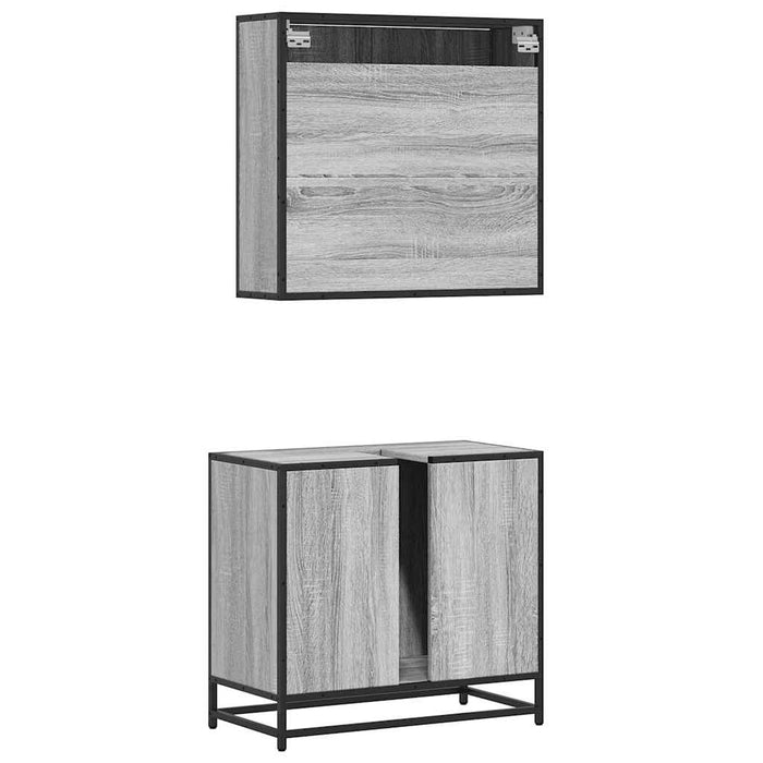 Set mobilier de baie, 2 piese, gri sonoma, lemn prelucrat - WALTI WALTI