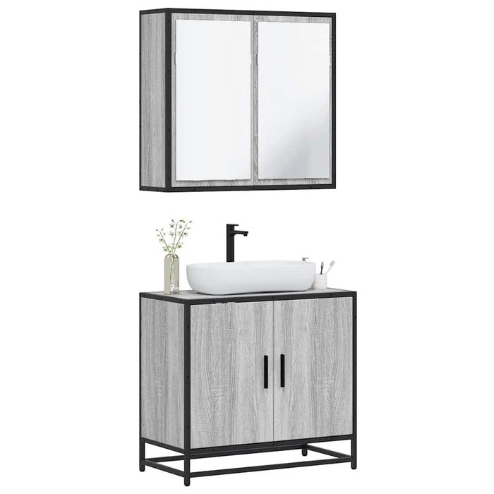 Set mobilier de baie, 2 piese, gri sonoma, lemn prelucrat - WALTI WALTI