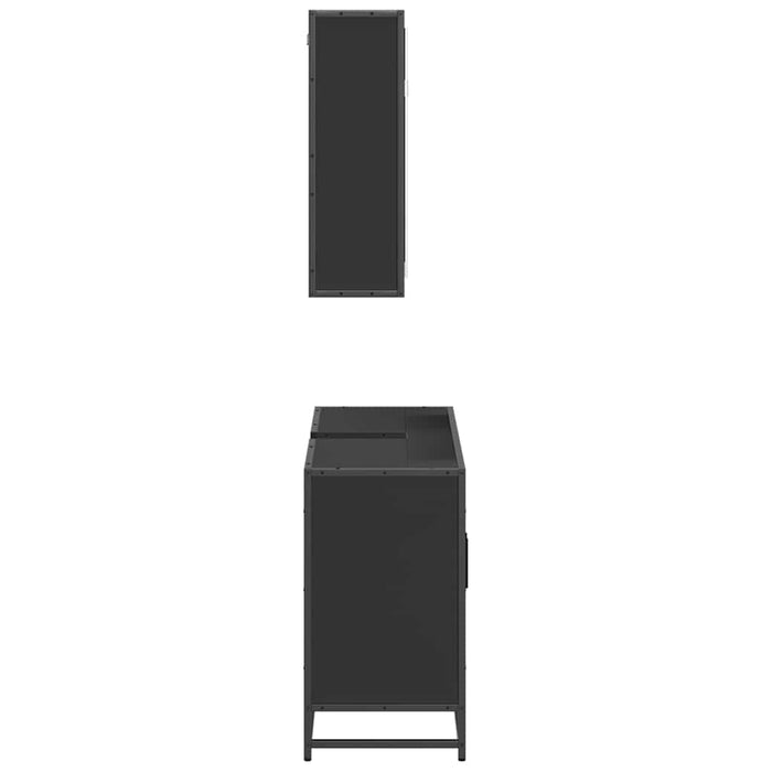 Set mobilier de baie, 2 piese, negru, lemn compozit WALTI